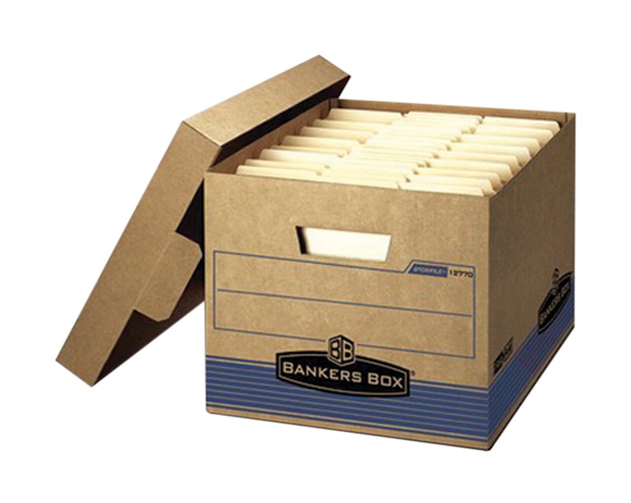 Bankers Box File Storage Box with Lid, Letter/Legal Size, 12 x 15 x 10 Inches, Brown Kraft, Pack of 12